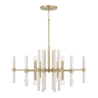 Capital Lighting Marlow 8-Light Chandelier - 34.75" W x 20" H in Matte Brass with Real White Marble Rods