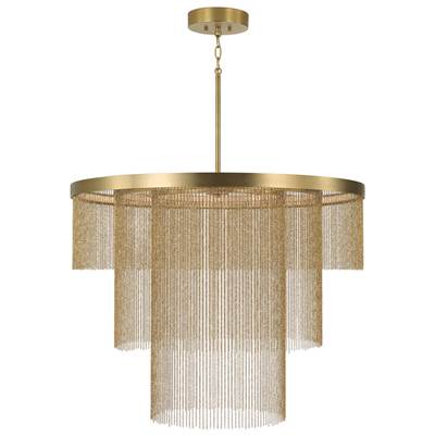 Capital Lighting Rae Integrated LED Triple Ring Pendant - 33'' W x 26.5'' H in Aged Brass with Tiered Cascading Delicate Chains