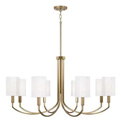 Capital Lighting Adrian 8-Light Chandelier - 40" W x 21" H in Aged Brass with Octagonal White Fabric Shades