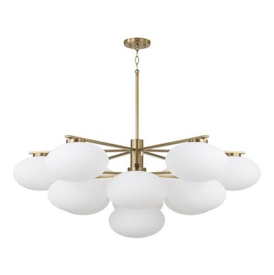 Capital Lighting Soren 10-Light Two-Tier Chandelier - 45.5'' W x 17.75'' H in Matte Black with Soft White Glass Oval Globes