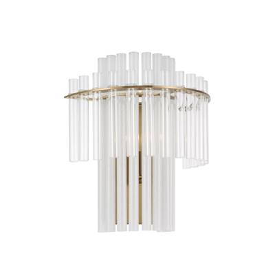 Capital Lighting Blair Tiered Wall Sconce - 1-Light - 12.5" x 14" in Aged Brass with Clear and Etched Glass Tubes