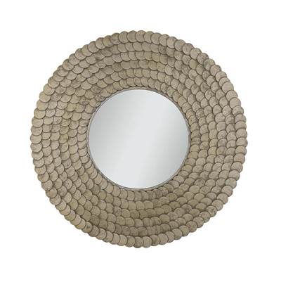 Capital Lighting Delphine 32.5" Round Mirror - Handcrafted Disc Design in Grecian Luster