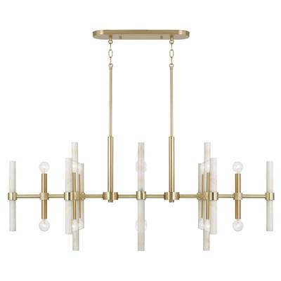 Capital Lighting Marlow 47.25'' W x 20.25'' H 16-Light Linear Chandelier in Matte Brass with Real White Marble Rods