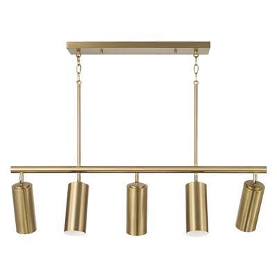 Capital Lighting Robbie 40'' W x 11.25'' H 5-Light Adjustable Linear Chandelier in Aged Brass