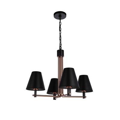 Craftmade Blake 4-Light Chandelier in Flat Black/Satin Brass