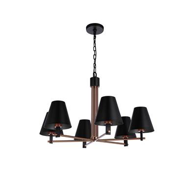 Craftmade Blake 6-Light Chandelier in Flat Black/Satin Brass