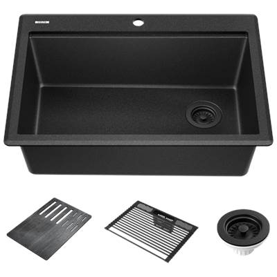 Delta Faucet Everest® 30" Workstation Kitchen Sink - Granite Composite - Drop-In Top Mount Single Bowl in Black