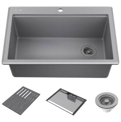 Delta Faucet Everest® 30" Workstation Kitchen Sink - Granite Composite - Drop-In Top Mount Single Bowl in Dark Grey