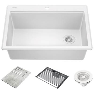 Delta Faucet Everest® 30" Workstation Kitchen Sink - Granite Composite - Drop-In Top Mount Single Bowl in White