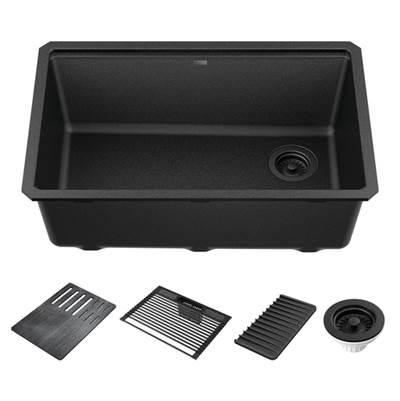 Delta Faucet Everest® 30" Workstation Kitchen Sink - Granite Composite - Undermount Single Bowl in Metallic Black