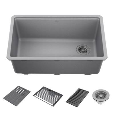 Delta Faucet Everest® 30" Workstation Kitchen Sink - Granite Composite - Undermount Single Bowl in Dark Grey