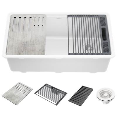 Delta Faucet Everest® 33" Workstation Kitchen Sink - Granite Composite - Undermount Single Bowl in White