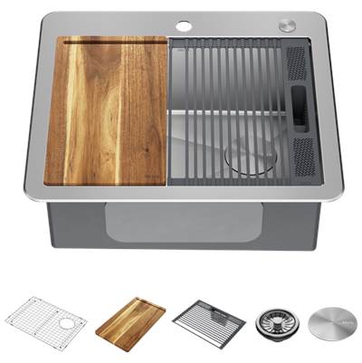 Delta Faucet Lorelai® 25" Workstation Kitchen Sink - Drop-In Top Mount - 16 Gauge Single Bowl in Stainless Steel
