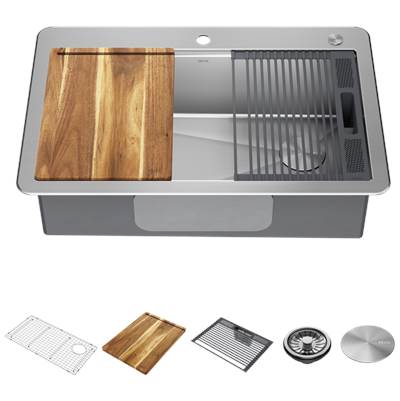 Delta Faucet Lorelai® 33" Workstation Kitchen Sink - Single Bowl - Drop-In in Stainless Steel