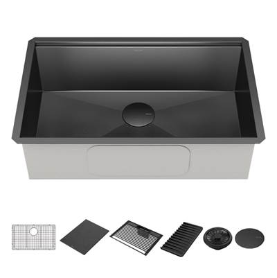 Delta Faucet Rivet® 30" Workstation Kitchen Sink - Single Bowl - Undermount in Gunmetal