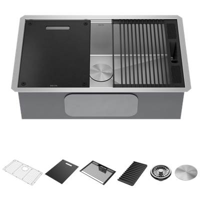 Delta Faucet Rivet® 30" Workstation Kitchen Sink - Single Bowl - Undermount in Stainless Steel