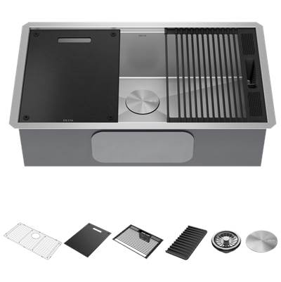 Delta Faucet Rivet® 32" Workstation Kitchen Sink - Single Bowl - Undermount in Stainless Steel