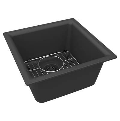 Elkay Quartz Classic 15-3/4" x 15-3/4" x 7.7" Single Bowl Dual Mount Bar Sink in Matte Black