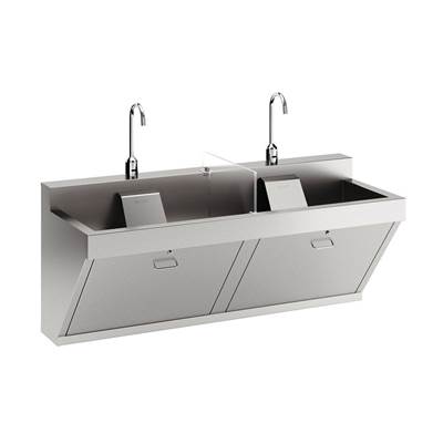Elkay Surgical Scrub Sink - 60x23x26 - Double Station - Zurn TMV - plumbSMART in Stainless Steel