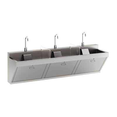 Elkay Surgical Scrub Sink - 90x23x26 - Triple Station - Zurn TMV - plumbSMART in Stainless Steel