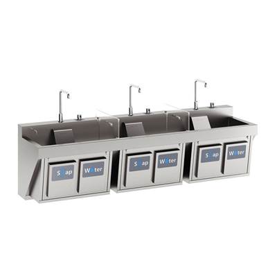 Elkay Surgical Scrub Sink - 90x23x26 - Triple Station - Spout - Soap & Water Knee in Stainless Steel