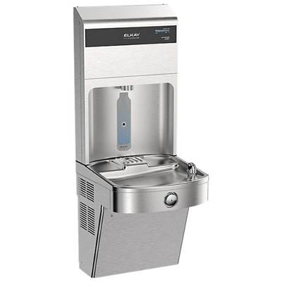 Elkay ProFiltration Vandal-Resistant Bottle Filling Station - Floor Standing - Filtered Non-Refrigerated in Stainless Steel