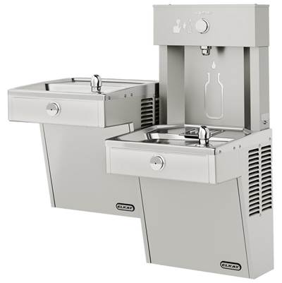 Elkay ezH2O Vandal-Resistant Bottle Filling Station - Bi-Level - Filtered Non-Refrigerated in Stainless Steel