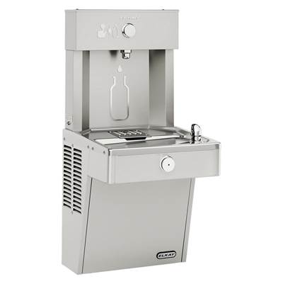 Elkay ezH2O Vandal-Resistant Bottle Filling Station with Fountain - Floor Standing - Filtered Non-Refrigerated in Stainless Steel