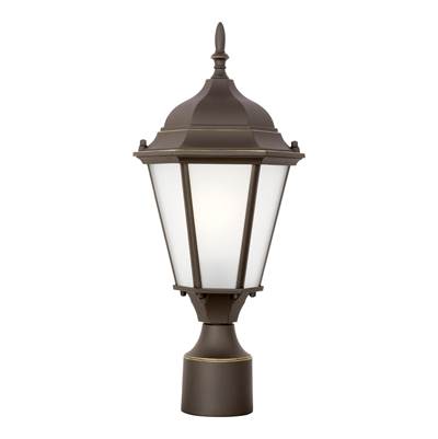 Generation Lighting Bakersville Post Light - Satin Etched Glass in Antique Bronze