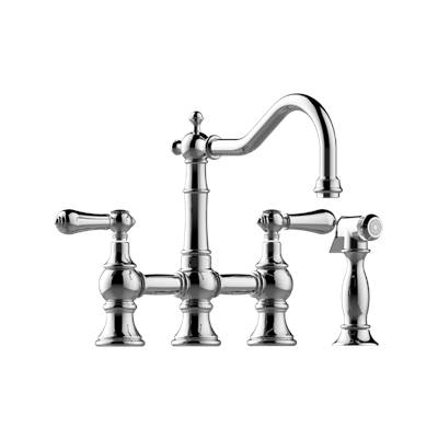 Graff Adley Bridge Kitchen Faucet - Lever Handles with Side Spray in Brushed Chrome