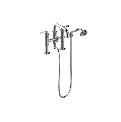 Graff Vignola Deck-Mounted Tub Filler - 3-Handle in Antique Unlacquered Brass