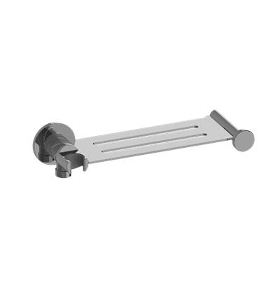 Graff RIVA Contemporary Integrated Elbow, Bracket, Shelf, and Hook - Oblique Knurled in Brushed Chrome