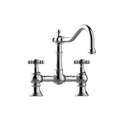 Graff Adley Bridge Kitchen Faucet - Cross Handles in Brushed Chrome