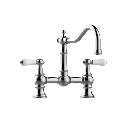 Graff Adley Bridge Kitchen Faucet - Lever Handles in Brushed Chrome