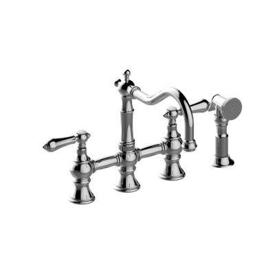 Graff Adley Bridge Kitchen Faucet - Lever Handles with Side Spray in Brushed Chrome