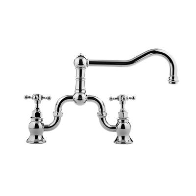 Graff Adley Bridge Kitchen Faucet - Cross Handles in Brushed Chrome