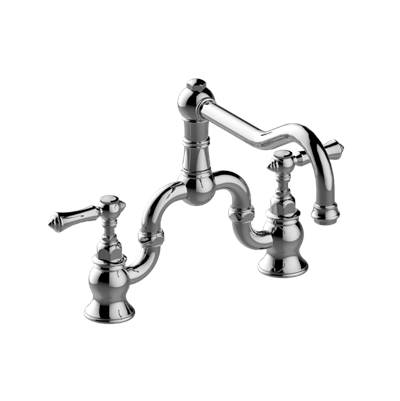 Graff Adley Bridge Kitchen Faucet - Lever Handles in Brushed Chrome
