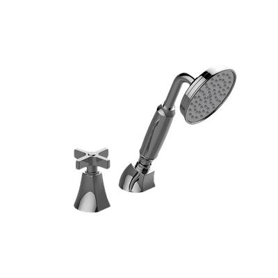 Graff Finezza DUE Hand Shower Diverter Set with Cross Handle in Brushed Chrome