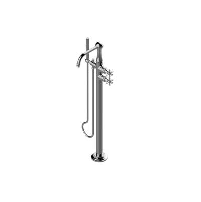 Graff Camden Floor Mounted Tub Filler - Cross Handle - Trim Only in Antique Brass