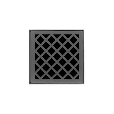 Infinity Drain Premium Center Drain XD 4 Complete Kit - 4'' x 4'' - 2'' Outlet, Cast Iron in Gunmetal