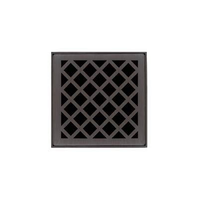 Infinity Drain XD 4 Complete Kit - 4'' x 4'' - Criss-Cross Pattern - 2'' Outlet in Oil Rubbed Bronze