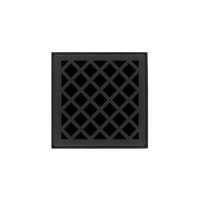 Infinity Drain Premium Center Drain XDB 4 - 4'' x 4'' - Criss-Cross Plate - 2''/3''/4'' Outlet - ABS Bonded Flange in Matte Black