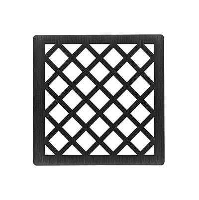 Infinity Drain 4" x 4" Shower Drain - Criss-Cross Pattern Decorative Plate in Matte Black