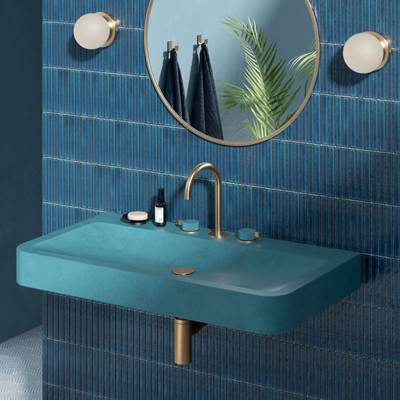 Kast Concrete Basins Brin Wall Mount Basin - Broad Shallow-Sweeping - Curved Edges in Ash