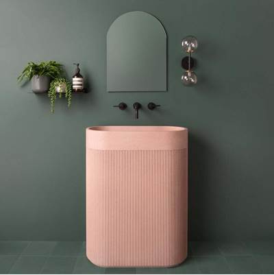 Kast Concrete Basins Aura Pedestal Sink in Ash