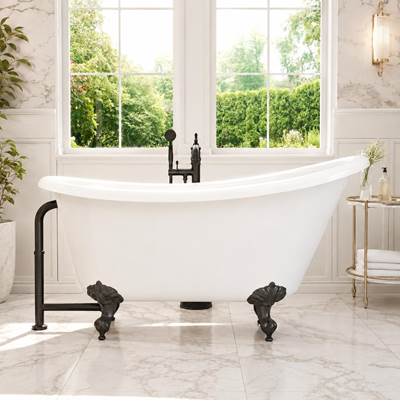 Maidstone Isaiah II 67-Inch Acrylic Slipper Clawfoot Tub - Rim Faucet Drillings - Imperial Ball and Claw Feet