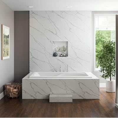 Maidstone Brielle Drop-In Whirlpool Bathtub - 72" x 42" - Hydromassage System in White