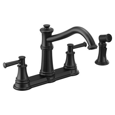 Moen Belfield Two-Handle High-Arc Kitchen Faucet with Side Sprayer - 1.5 GPM in Matte Black