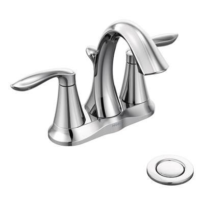 Moen Eva Two-Handle Centerset Bathroom Sink Faucet with Drain Assembly - 1.2 GPM in Chrome