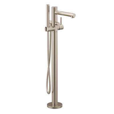 Moen Align Roman Tub Faucet - One-Handle - Freestanding Floor Mount with Hand Shower - 1.75 GPM in Brushed Nickel